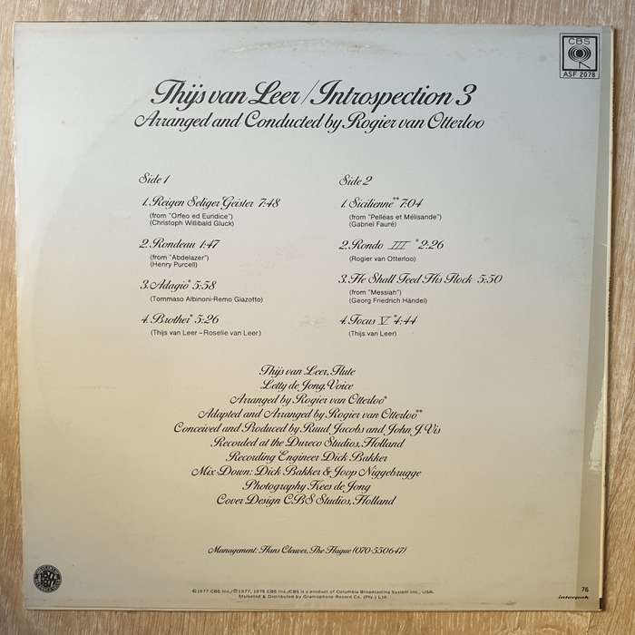 Thijs van Leer  Introspection 3 - Vinyl LP Record - Opened - Very-Good+ Quality (VG+)