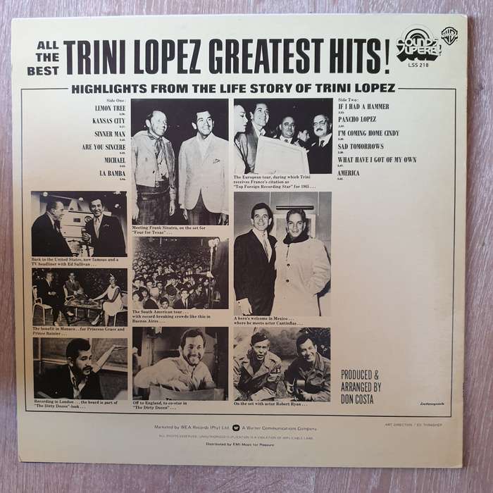 Trini Lopez - Featuring Lemon Tree - Vinyl LP Record - Very-Good+ Quality (VG+)