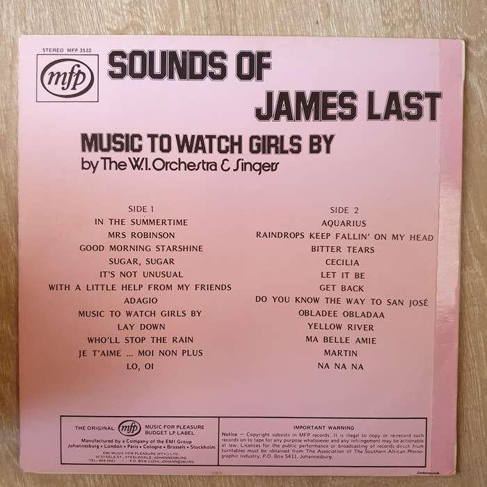Sounds Of James Last - The W. 1 Orchestra & Singers  Music To Watch Girls By - Vinyl LP Rec...