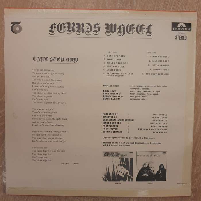 Ferris Wheel  Ferris Wheel - Vinyl LP Record - Very-Good+ Quality (VG+)