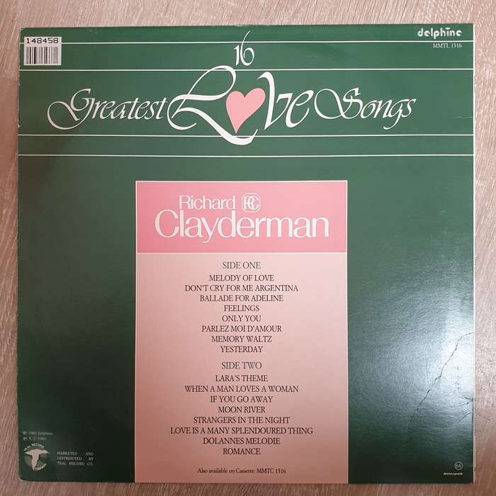 Richard Clayderman - 16 Greatest Love Songs - Vinyl LP Record - Very-Good+ Quality (VG+)