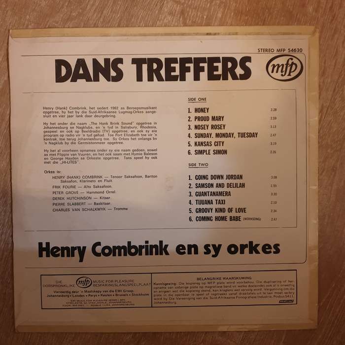 Henry Combrink en sy Orkes - Dans Treffers -  Vinyl LP Record - Very-Good+ Quality (VG+)