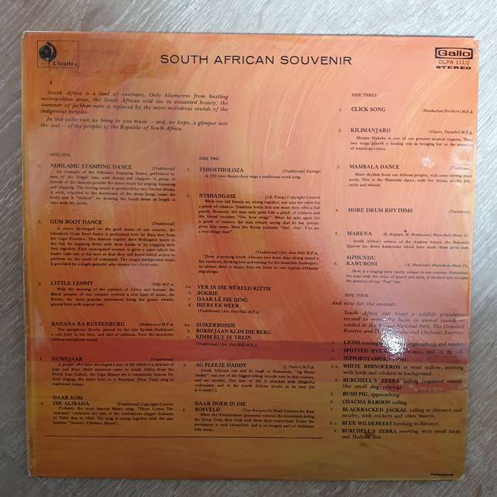 South African Souvenir - Double Vinyl LP Record - Very-Good+ Quality (VG+)