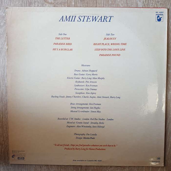Amii Stewart  Paradise Bird - Vinyl LP Record - Opened  - Very-Good- Quality (VG-)