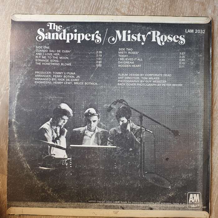 The Sandpipers  Misty Roses - Vinyl LP Record - Very-Good+ Quality (VG+)