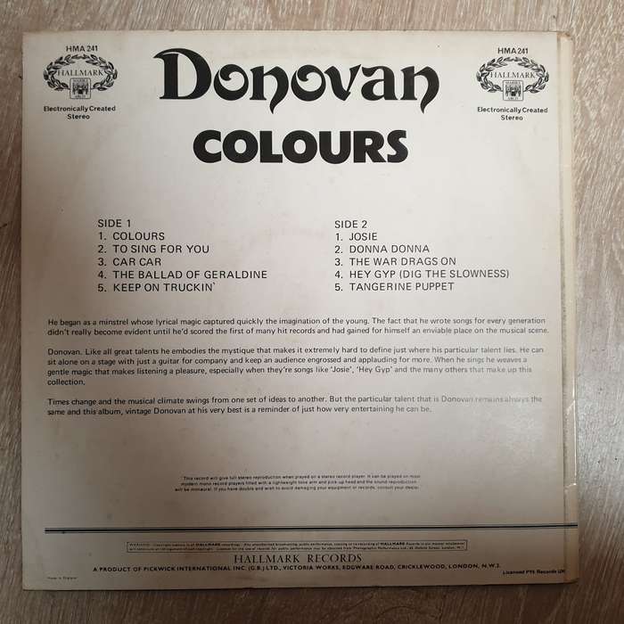 Donovan  Colours -  Vinyl LP Record - Very-Good+ Quality (VG+)