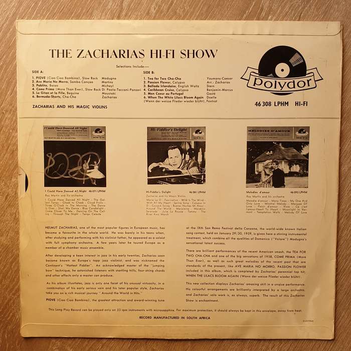 Zacharias And His Magic Violins  The Zacharias Hi-Fi Show - Vinyl LP Record - Very-Good+ Qu...