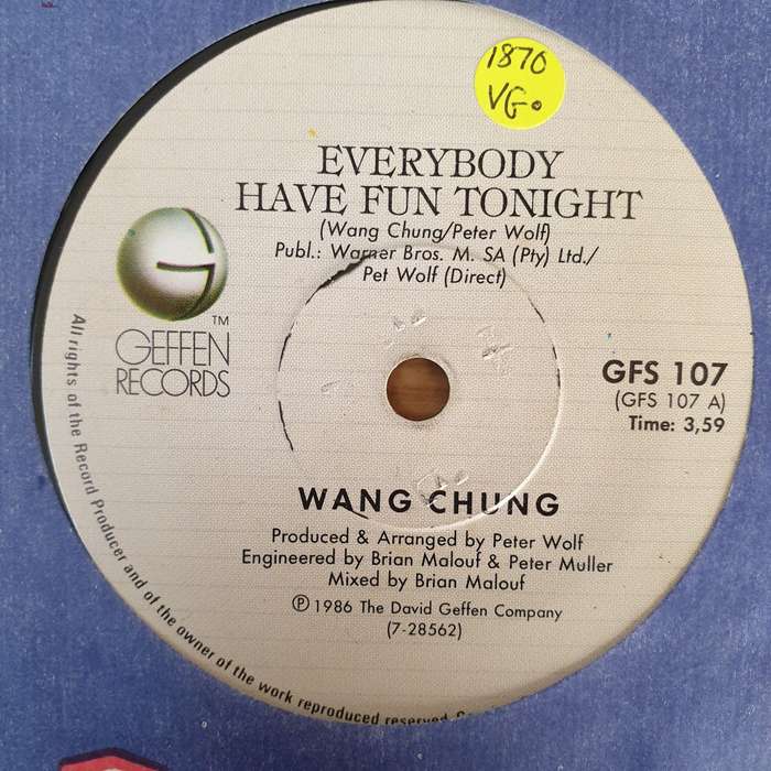 Wang Chung  Everybody Have Fun Tonight - Vinyl 7" Record - Opened  - Very-Good Quality (VG)