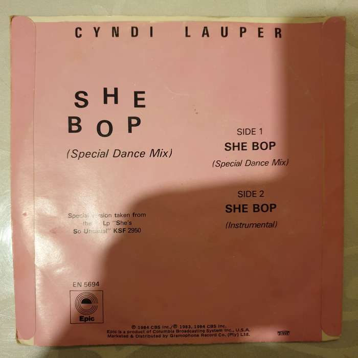 Cyndi Lauper  She Bop - Vinyl 7" Record - Very-Good+ Quality (VG+)