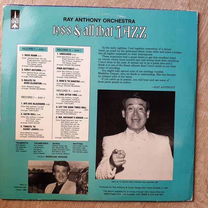 Ray Anthony  1988 & All That Jazz - Double Vinyl LP Record - Very-Good+ Quality (VG+)