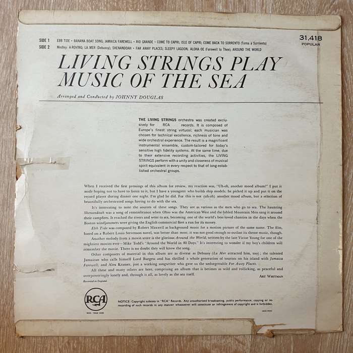 Living Strings  Living Strings Play Music Of The Sea -Vinyl LP Record - Opened  - Very-Good...