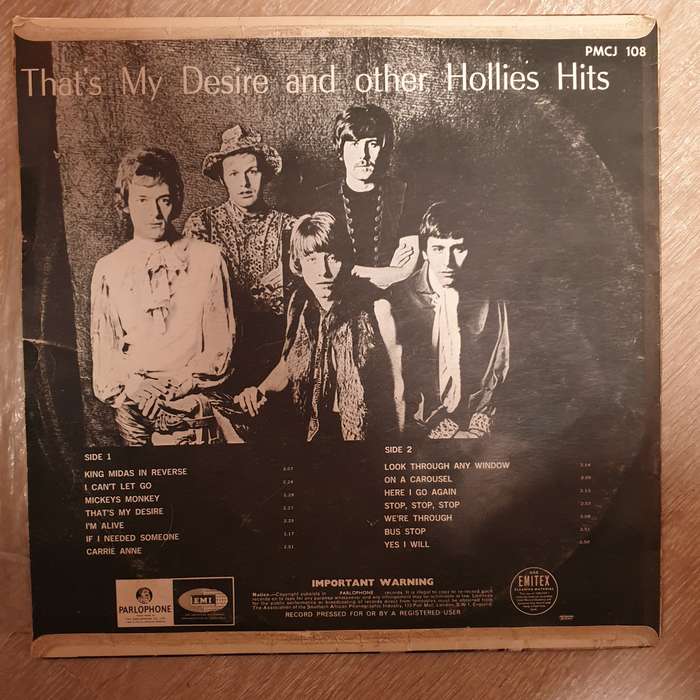Hollies - That's My Desire and Other Hollies Hits - Vinyl LP Record - Opened  - Very-Good Quality...