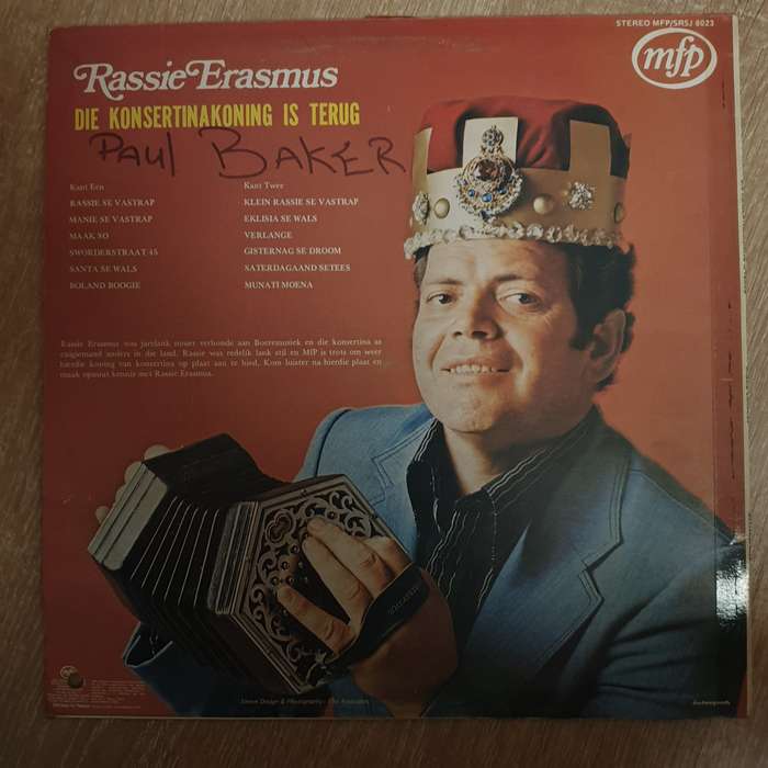Rassie Erasmus - Die Konsertinakoning is Terug - Vinyl LP Record - Opened  - Very-Good Quality (VG)