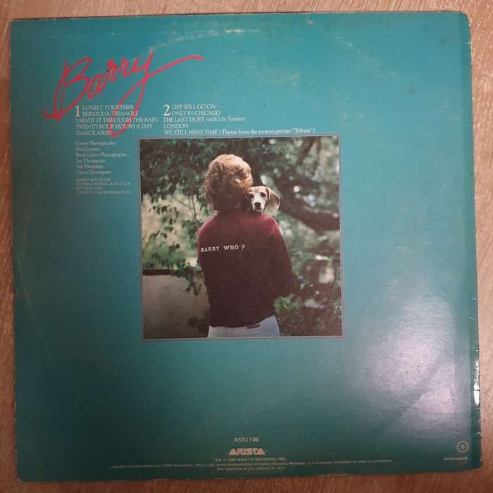 Barry Manilow  Barry  Vinyl LP Record - Very-Good+ Quality (VG+)