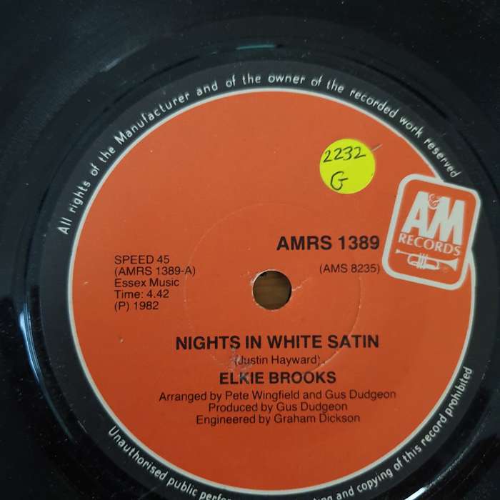 Elkie Brooks  Nights In White Satin - Vinyl 7" Record - Good Quality (G)