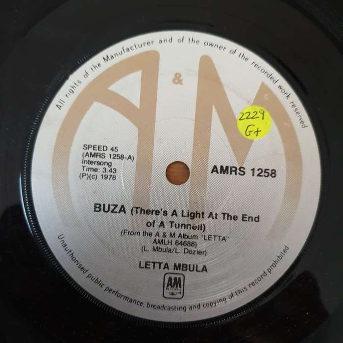 Letta Mbulu  Buza (There's A Light At The End Of A Tunnel) - Vinyl 7" Record - Good+ Qualit...