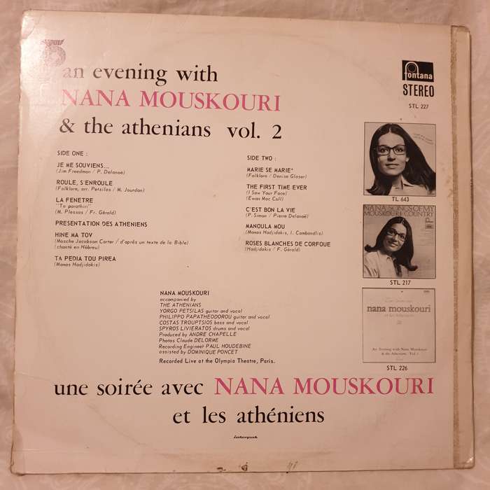 Nana Mouskouri Et Les Athéniens  Une Soirée Avec Nana Mouskouri Et Les Athéniens - Vol. ...