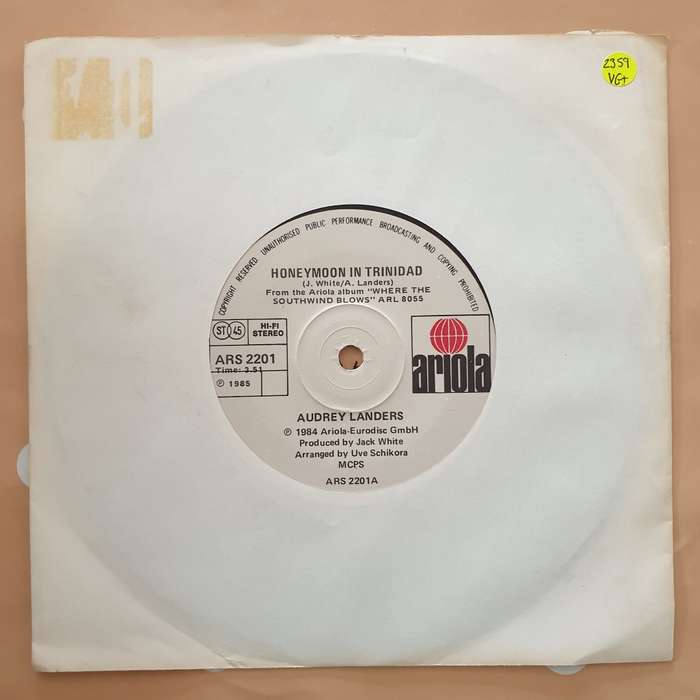 Audrey Landers  Honeymoon In Trinidad - Vinyl 7" Record - Very-Good+ Quality (VG+)