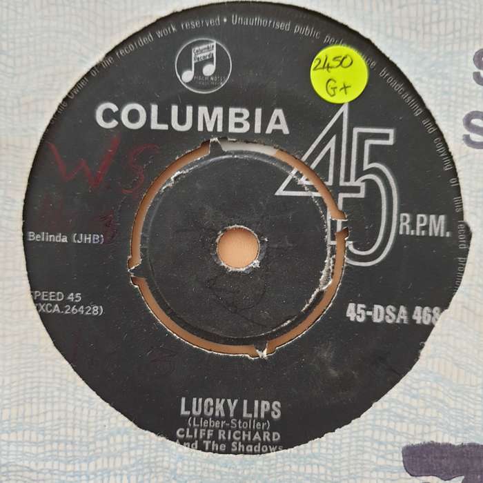 Cliff Richard And The Shadows  Lucky Lips - Vinyl 7" Record - Good+ Quality (G+)