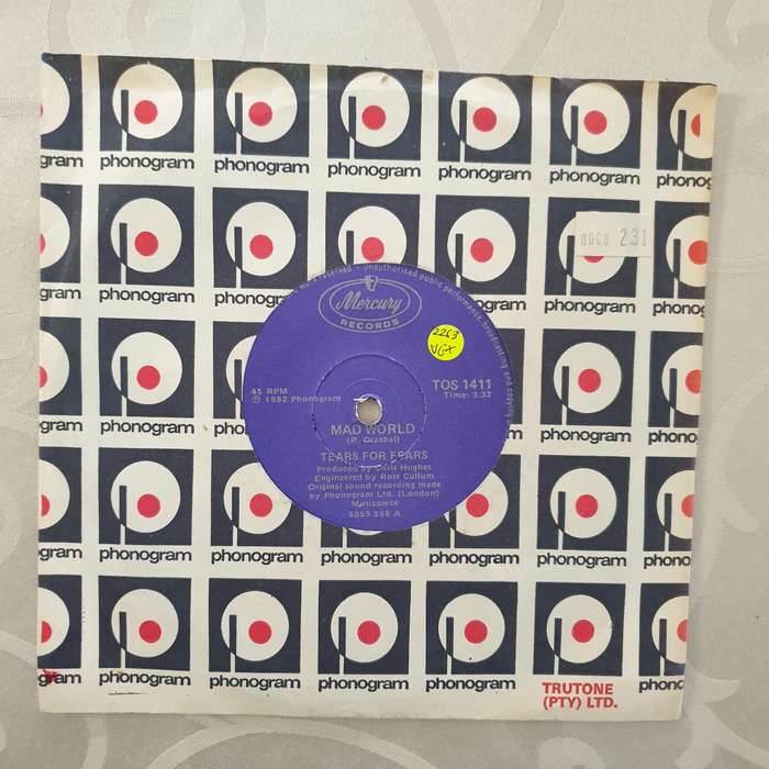 Tears For Fears  Mad World - Vinyl 7" Record - Very-Good+ Quality (VG+)