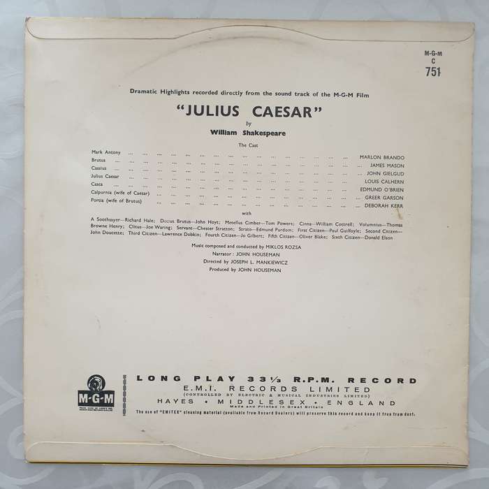 Miklos Rozsa  Dramatic Highlights From The MGM Film Julius Caesar -  Vinyl LP Record - Very...