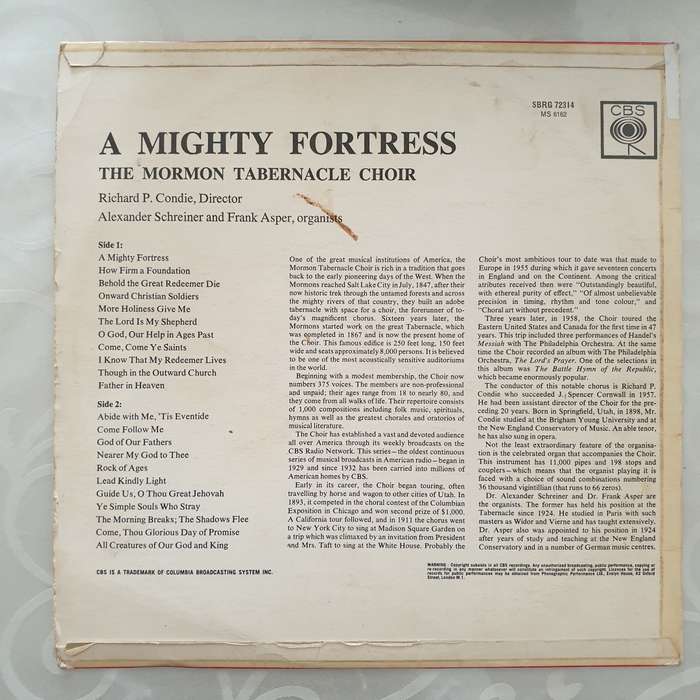 Mormon Tabernacle Choir - A Mighty Fortress -  Vinyl LP Record - Very-Good+ Quality (VG+)