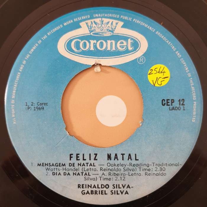 Gabriel Silva , Reinaldo Silva  Feliz Natal - Vinyl 7" Record - Very-Good- Quality (VG-)