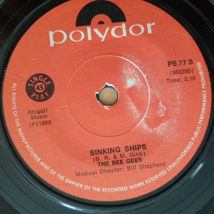 The Bee Gees  Words / Sinking Ships - Vinyl 7" Record - Good+ Quality (G+)