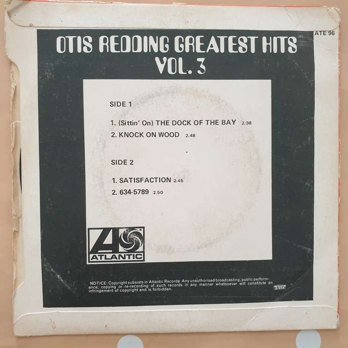 Otis Redding  Greatest Hits Vol.3 - Vinyl 7" Record - Very-Good Quality (VG)