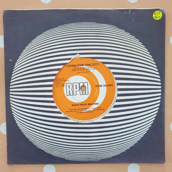 Disco Rock Machine - Living for the City - Vinyl 7" Record - Very-Good+ Quality (VG+)