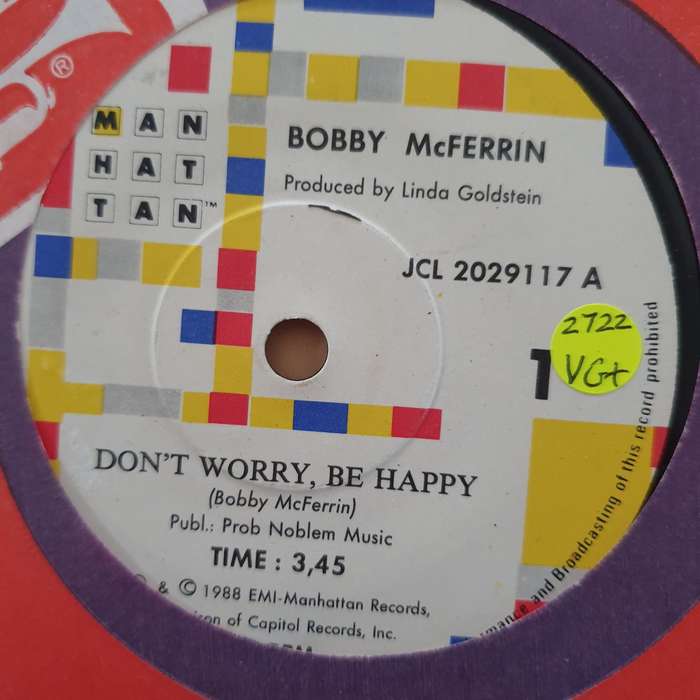 Bobby McFerrin  Don't Worry - Be Happy!/Simple Pleasures - Vinyl 7" Record - Very-Good+ Qua...