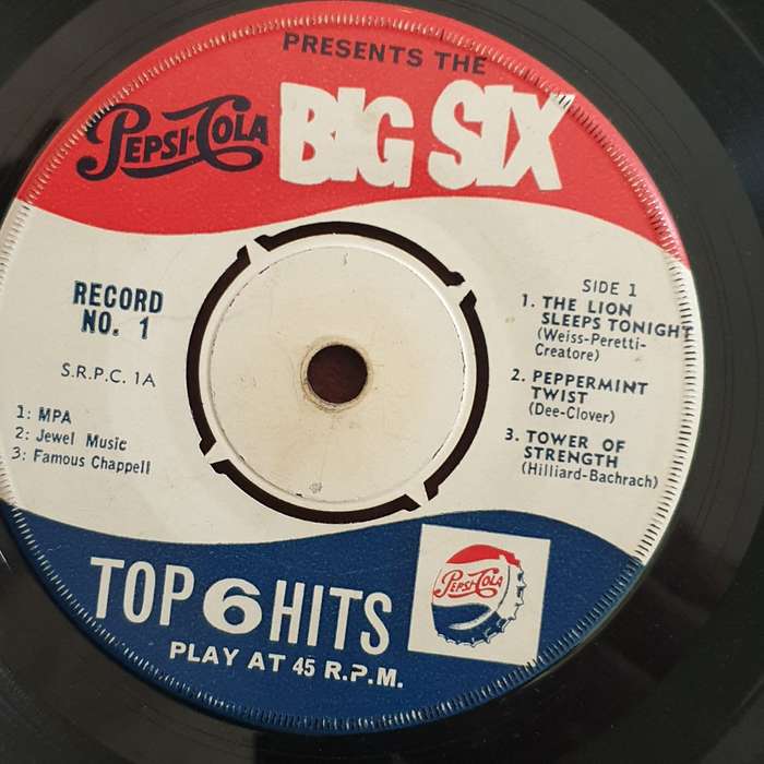 Pepsi-Cola Presents The Big Six - Top 6 Hits Record, No. 1 - Vinyl 7" Record - Very-Good- Quality...