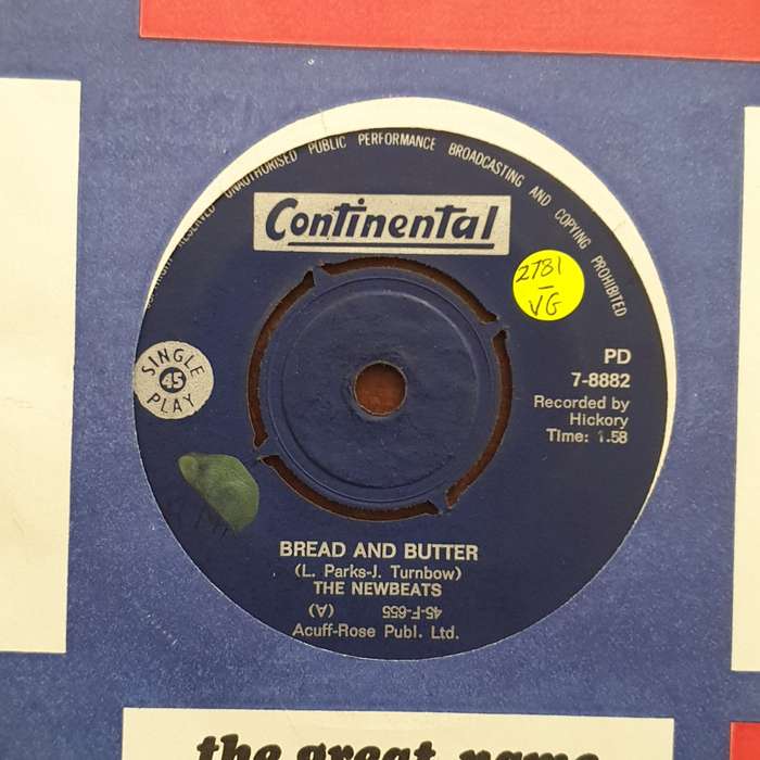 The Newbeats  Bread And Butter - Vinyl 7" Record - Very-Good- Quality (VG-)