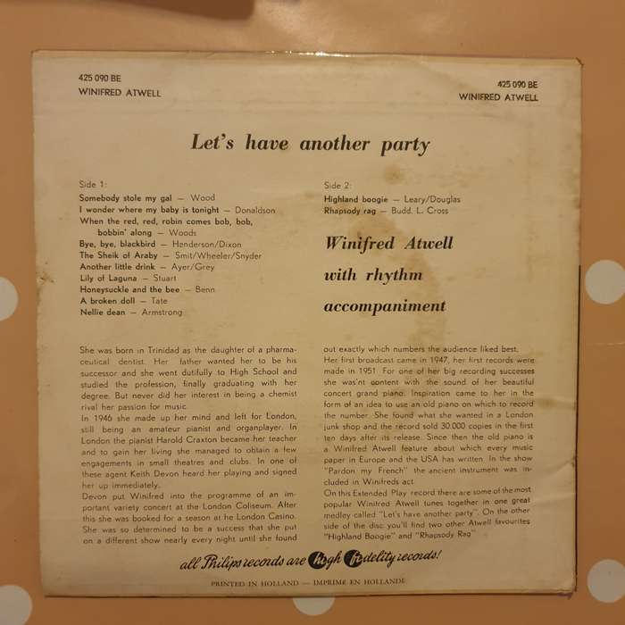 Winifred Atwell  Let's Have Another Party - Vinyl 7" Record - Very-Good+ Quality (VG+)