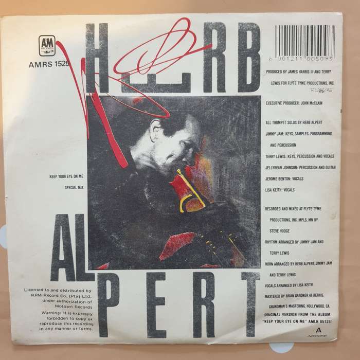 Herb Alpert  Keep Your Eye On Me -  Vinyl 7" Record - Very-Good+ Quality (VG+)