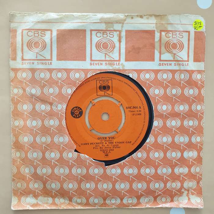 Gary Puckett And The Union Gap  Over You -  Vinyl 7" Record - Very-Good+ Quality (VG+)