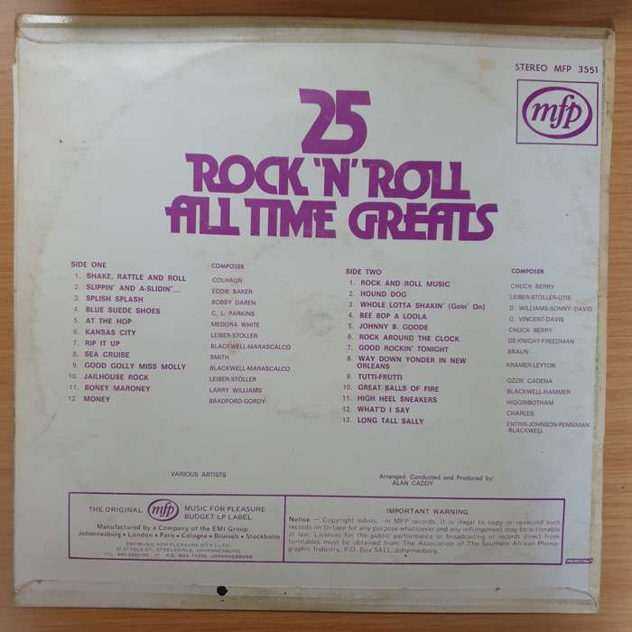 Rock On - 25 Rock n Roll All Time Greats- Vinyl LP Record - Very-Good Quality (VG)
