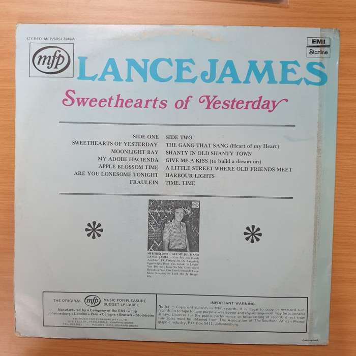 Lance James  Sweethearts Of Yesterday - Vinyl LP Record - Very-Good+ Quality (VG+)