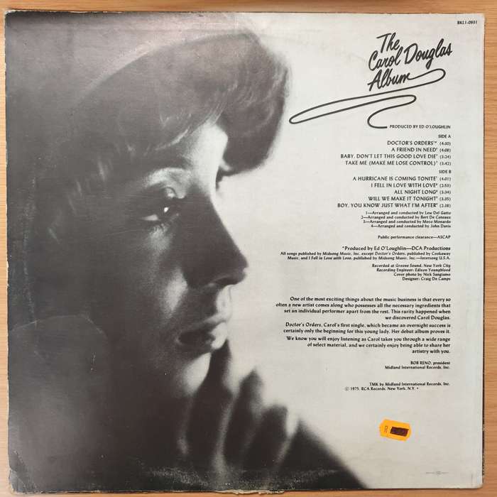 Carol Douglas  The Carol Douglas Album - Vinyl LP Record - Very-Good+ Quality (VG+)