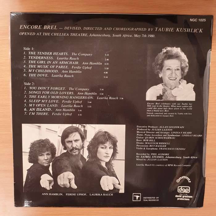 Tabie Kushlick - Encore Brel  (South Africa - Laurike Rauch) - Vinyl LP Record - Very-Good+ Quali...