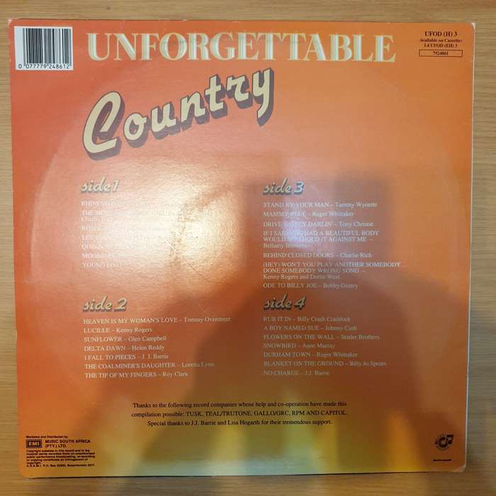 Unforgettable Country - Vinyl LP Record - Very-Good+ Quality (VG+)