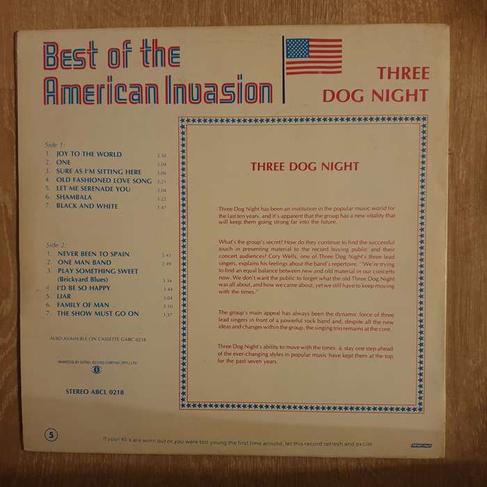 Three Dog Night - Best of the American Invasion - Vinyl LP Record - Very-Good+ Quality (VG+)