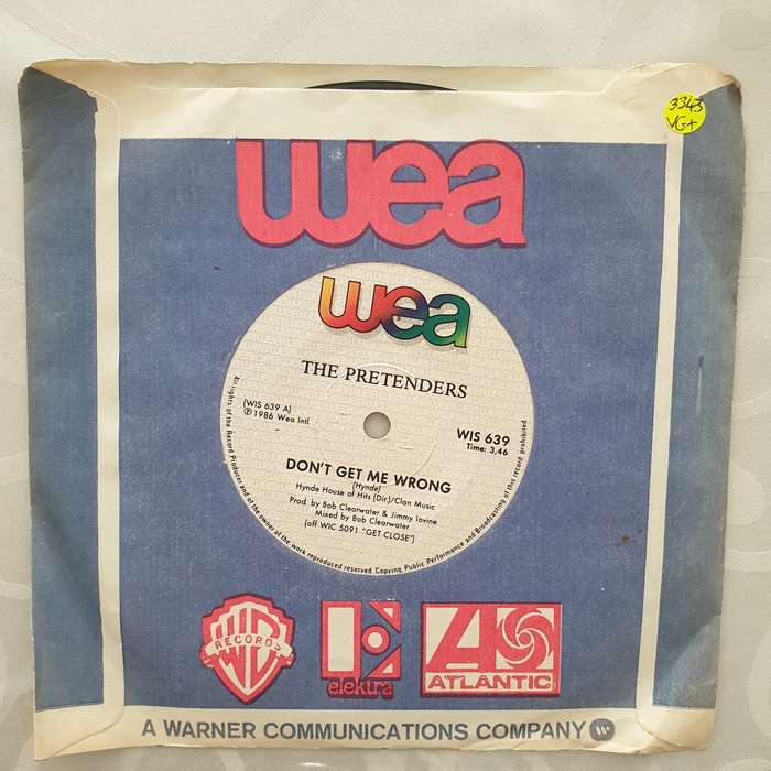 The Pretenders  Don't Get Me Wrong - Vinyl 7" Record - Very-Good+ Quality (VG+)