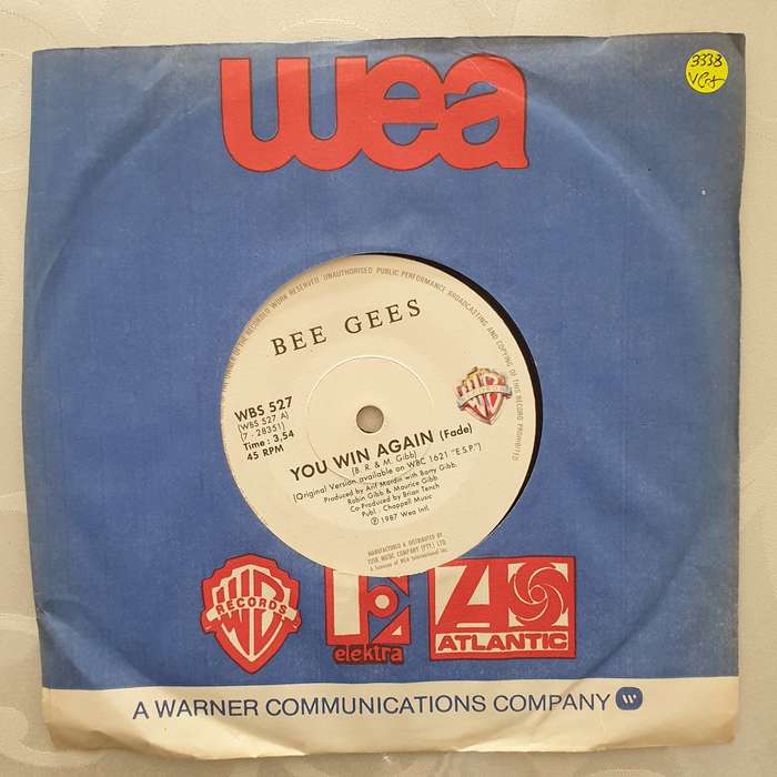 Bee Gees  You Win Again / Backtafunk - Vinyl 7" Record - Very-Good+ Quality (VG+)