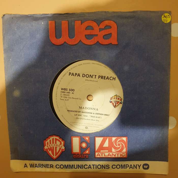 Madonna  Papa Don't Preach / Pretender - Vinyl 7" Record - Opened  - Very-Good Quality (VG)