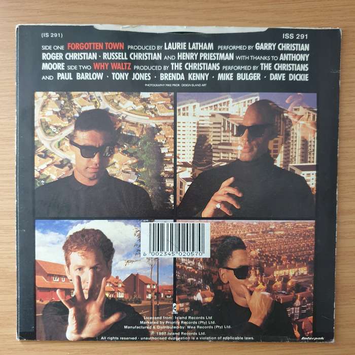 The Christians  Forgotten Town - Vinyl 7" Record - Very-Good+ Quality (VG+)