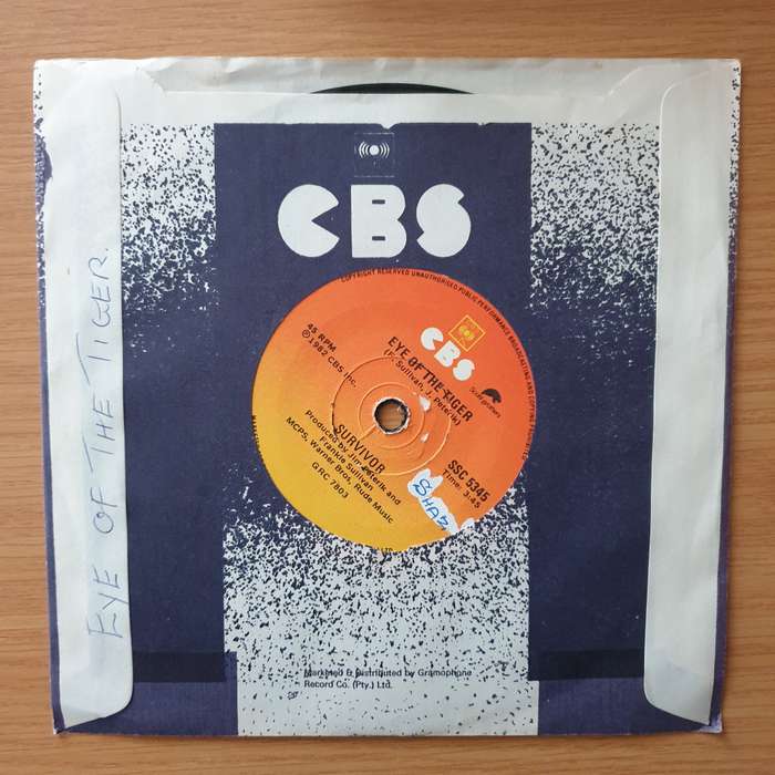 Survivor  Eye Of The Tiger - Vinyl 7" Record - Very-Good+ Quality (VG+) (verygoodplus)