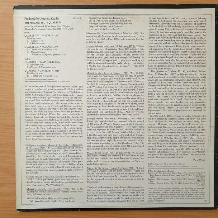 Mozart - Jean-Pierre Rampal, Isaac Stern, Alexander Schneider, Leonard Rose  The Mozart Flute ...