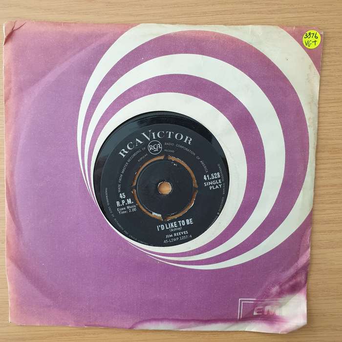 Jim Reeves  I'd Like To Be - Vinyl 7" Record - Very-Good+ Quality (VG+) (verygoodplus)