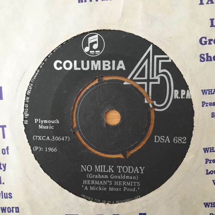 Herman's Hermits  No Milk Today / My Reservation's Been Confirmed - Vinyl 7" Record - Very-Goo...